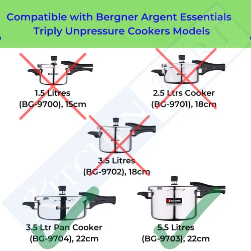 Bergner Spares Compatible with Argent Triply Pressure Cookers (Gasket (For 5.5 & 3.5 Ltr Pan Cooker))