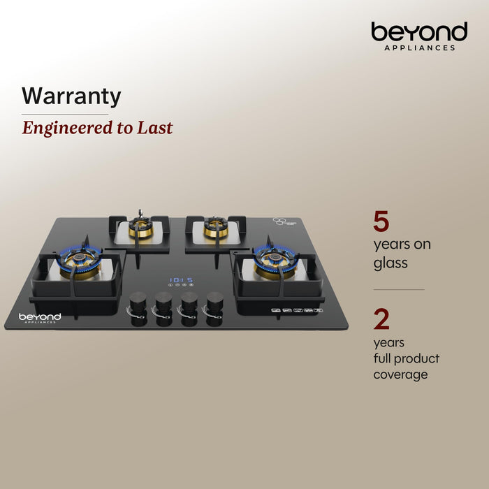Beyond Dorado hobtop warranty details 5 years glass warranty 2 years comprehensive warranty