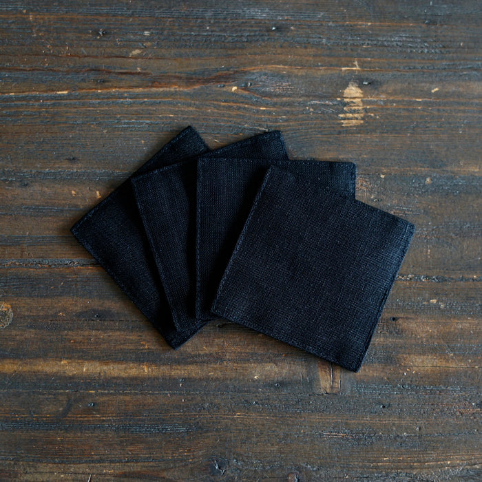 Black Linen Coasters Set of 4 #FL-17