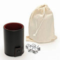 Black Vinyl Dice Cup with Dice and Storage