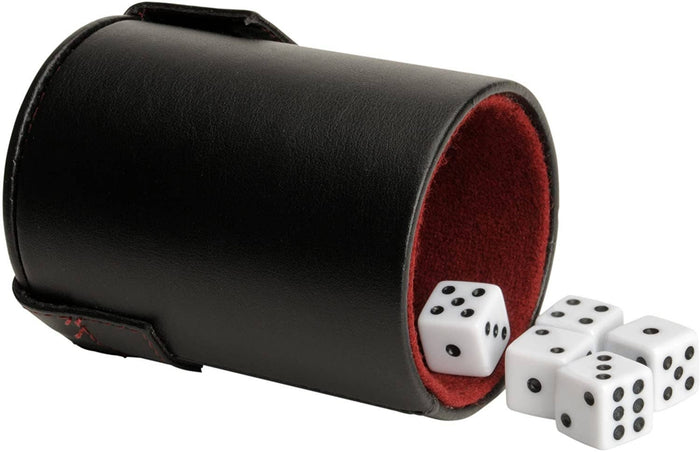 Black Vinyl Dice Cup with Dice and Storage
