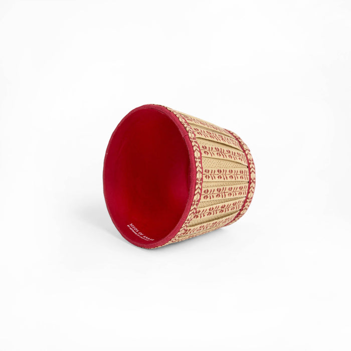 BLOCK PRINTED LAMPSHADE COVER - OCHRE RED
