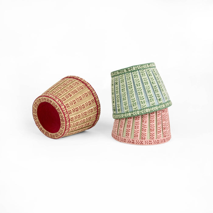 BLOCK PRINTED LAMPSHADE COVER - OCHRE RED