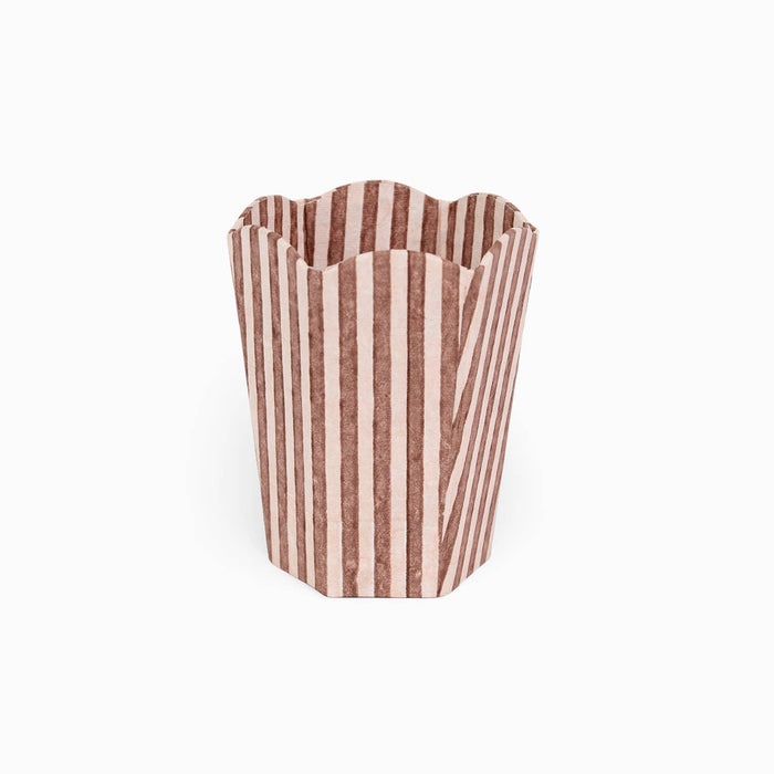 Block Printed Scalloped Pen Pot, Classic Stripe Peach