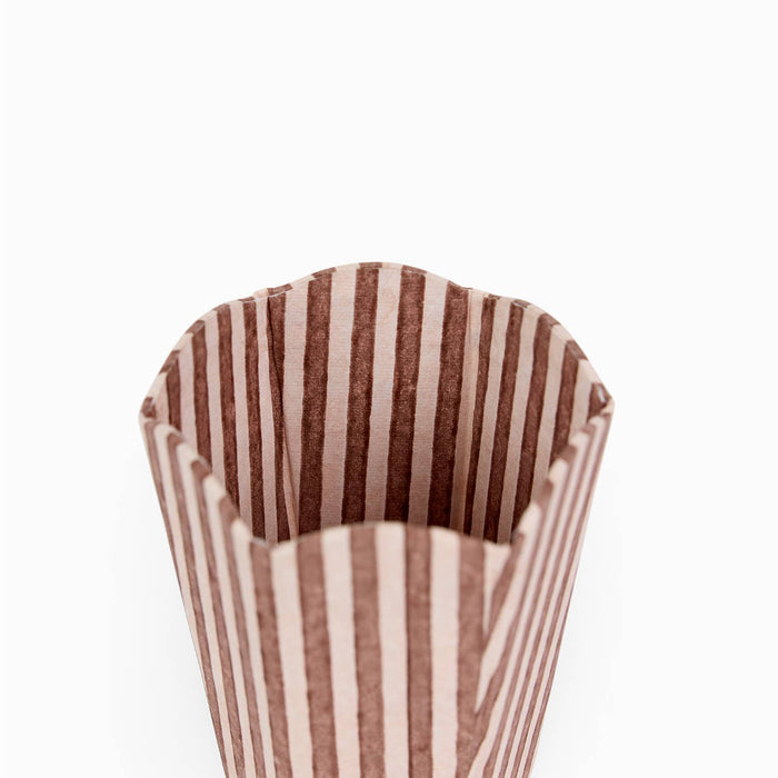 Block Printed Scalloped Pen Pot, Classic Stripe Peach