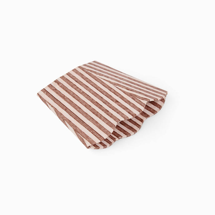 Block Printed Scalloped Pen Pot, Classic Stripe Peach