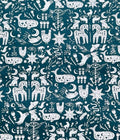 Blue Folkloric Wrapping Paper Sheet