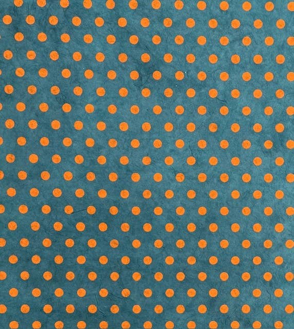 Blue & Orange Dots Wrapping Paper Sheet