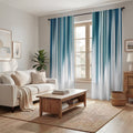 Blue Vertical Gradient Stripe Pattern Window Curtains
