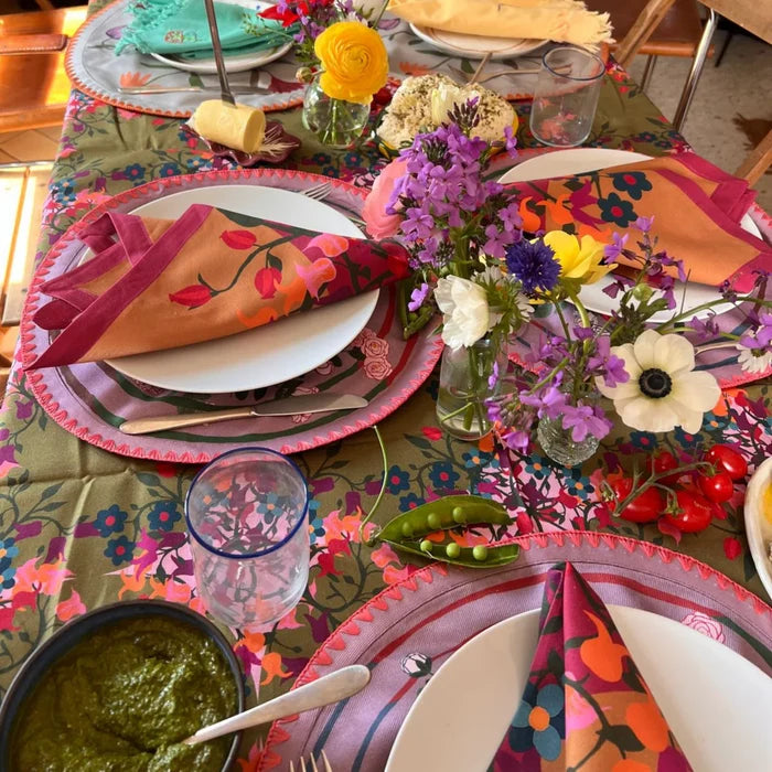 Blumen Orange Linen Napkins
