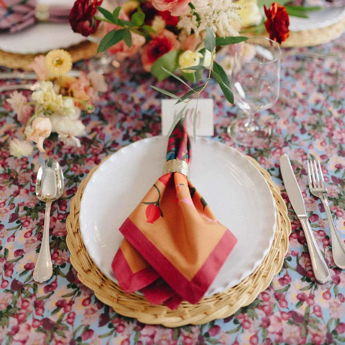 Blumen Orange Linen Napkins