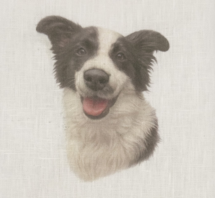 Border Collie Linen Cocktail Napkins