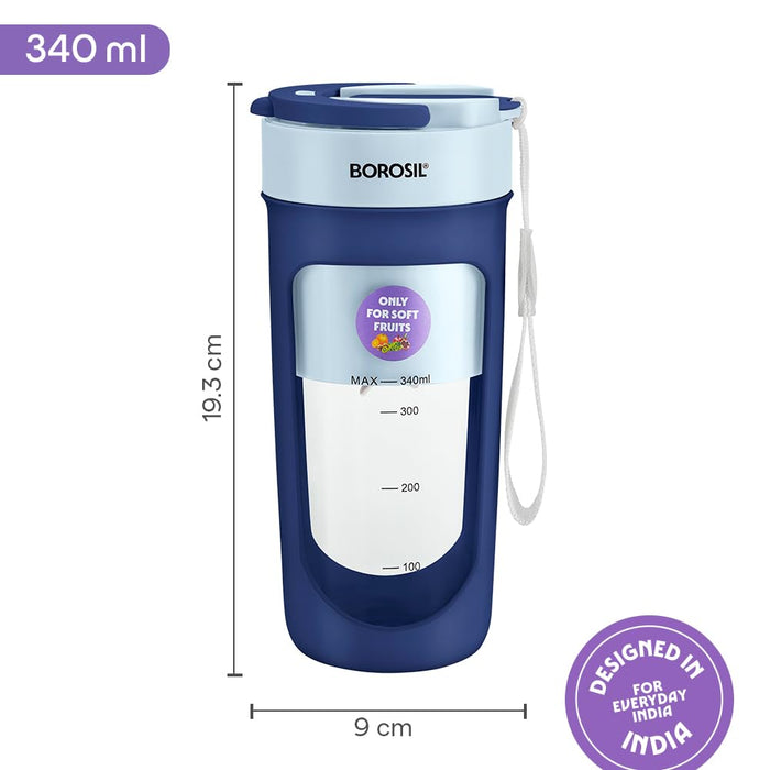 Borosil NutriSip Blue mini blender BOB37V03 turbo 6-blade smoothie maker