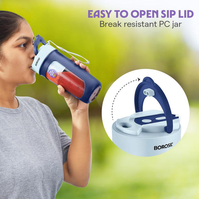 Blue Borosil 6-blade portable smoothie maker lightweight 420g India