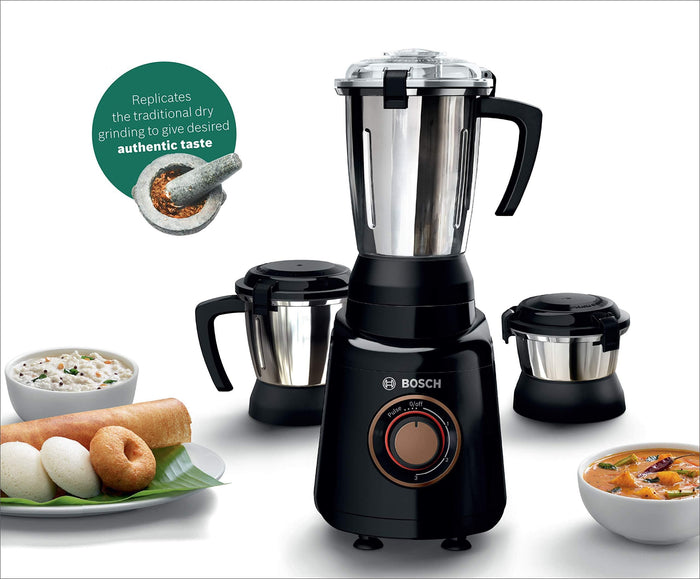 Bosch TrueMixx Bold 600-Watt Mixer Grinder with 3 Jars (Black) - KITCHEN MART