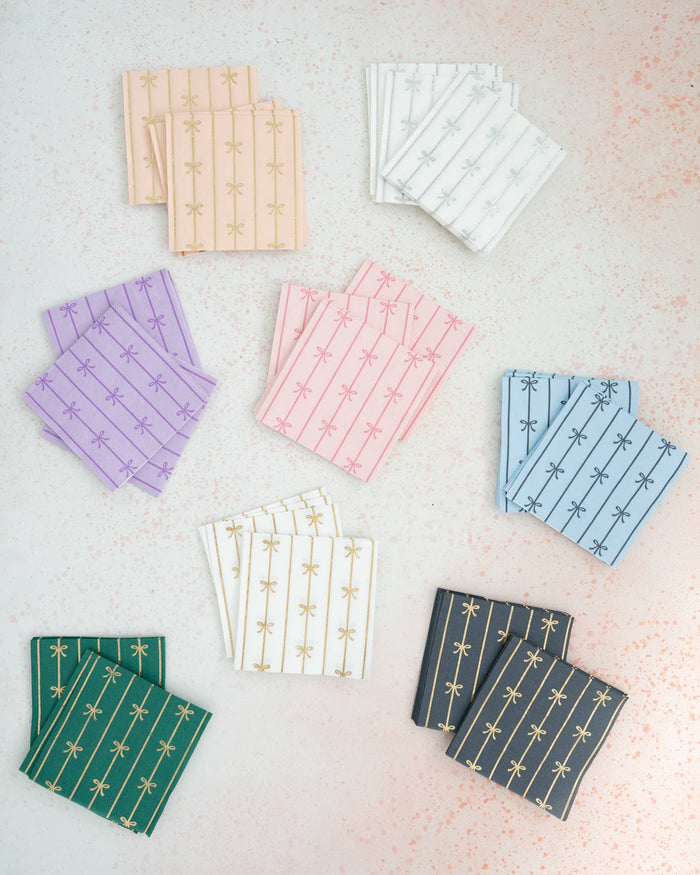 Bow Cocktail Napkins, Small Blue