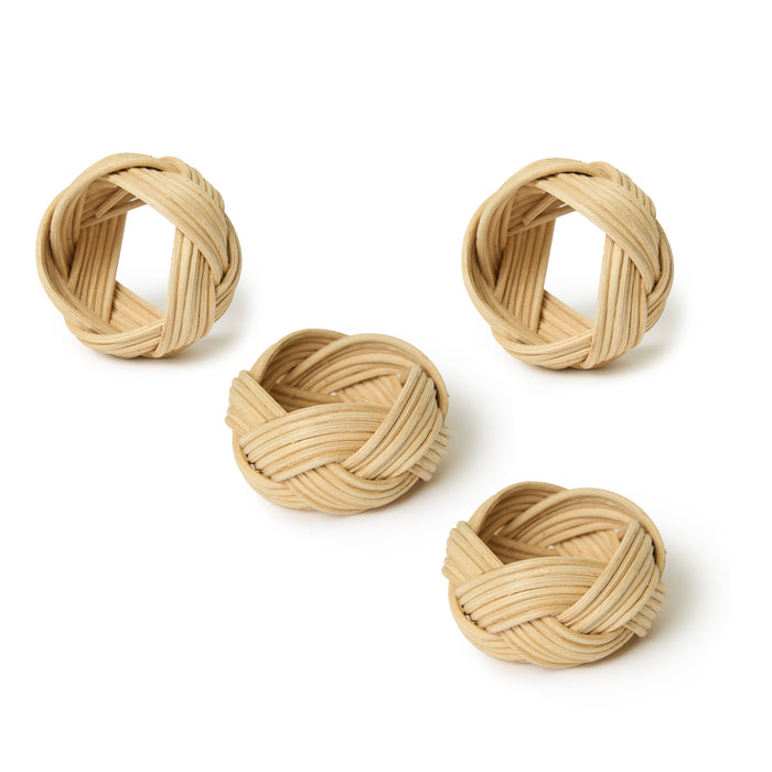Braided Weave Natural Napkin Rings - Set of 4