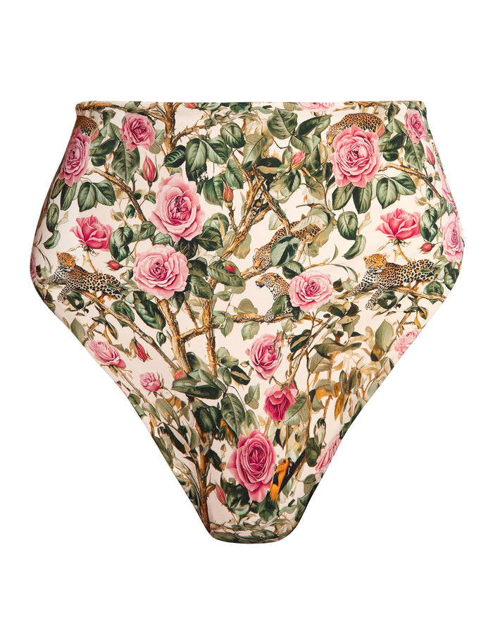 Outline image of Brazilian Smoothing Kini Bottom - Pink Rose Leopard