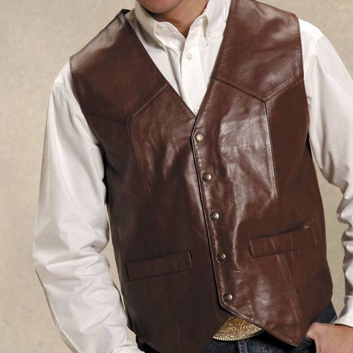 Brown Leather Vest | Roper Mens