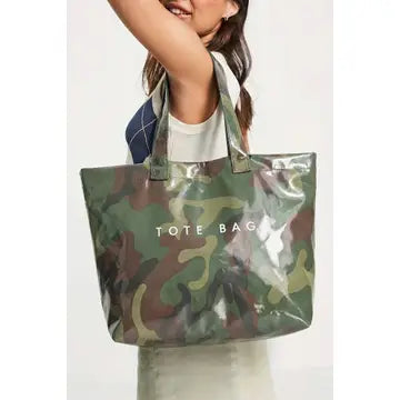 Camouflage Glossy Leather Tote Bag
