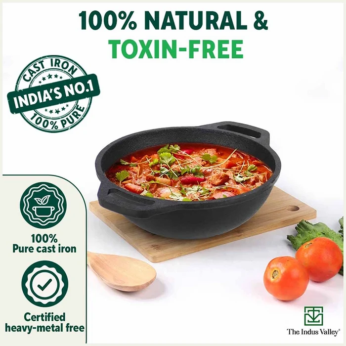 CASTrong Cast Iron Cookware Set: (25.7cm)Tawa+ (25.6cm)Kadai (Wok model), Kitchen Set for Home, Pre-seasoned, 100% Pure, Toxin-free, Free ₹400 Tadka Pan