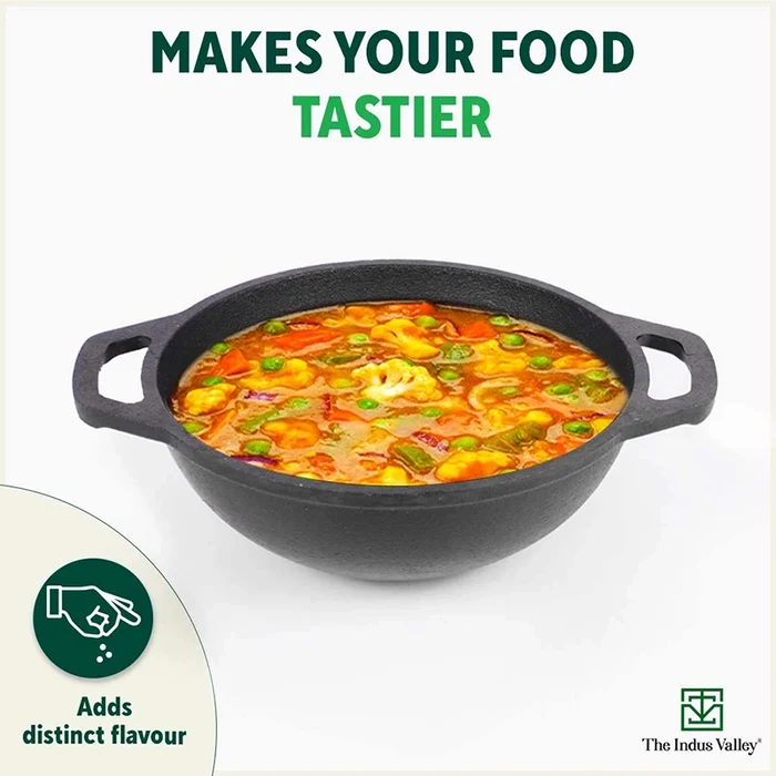 CASTrong Cast Iron Cookware Set: (25.7cm)Tawa+ (25.6cm)Kadai (Wok model), Kitchen Set for Home, Pre-seasoned, 100% Pure, Toxin-free, Free ₹400 Tadka Pan