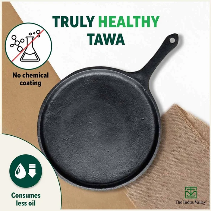 CASTrong Cast Iron Cookware Set: (25.7cm)Tawa+ (25.6cm)Kadai (Wok model), Kitchen Set for Home, Pre-seasoned, 100% Pure, Toxin-free, Free ₹400 Tadka Pan