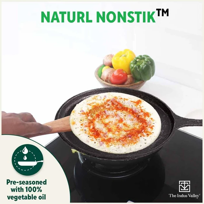 CASTrong Cast Iron Cookware Set: (25.7cm)Tawa+ (25.6cm)Kadai (Wok model), Kitchen Set for Home, Pre-seasoned, 100% Pure, Toxin-free, Free ₹400 Tadka Pan