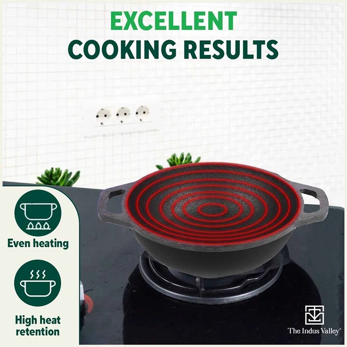 CASTrong Cast Iron Cookware Set: (25.7cm)Tawa+ (25.6cm)Kadai (Wok model), Kitchen Set for Home, Pre-seasoned, 100% Pure, Toxin-free, Free ₹400 Tadka Pan