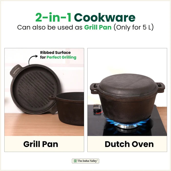 CASTrong Cast Iron Dutch Oven/ Casserole with Lid 26.5cm 5L,Pre-seasoned, 100% Pure, Toxin-free, Induction