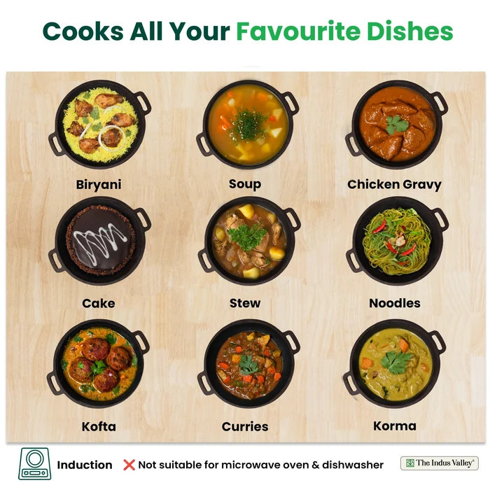 CASTrong Cast Iron Dutch Oven/ Casserole with Lid 26.5cm 5L,Pre-seasoned, 100% Pure, Toxin-free, Induction