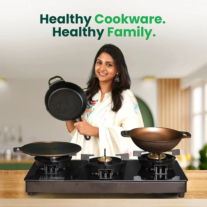 CASTrong Cast Iron Fry Pan/Skillet 23cm 1.4L, Pre-seasoned, Naturally Nonstick, 100% Pure, Toxin-free, Induction