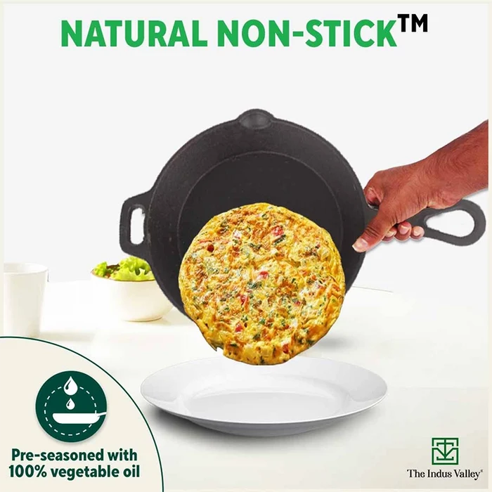 CASTrong Cast Iron Fry Pan/Skillet 23cm 1.4L, Pre-seasoned, Naturally Nonstick, 100% Pure, Toxin-free, Induction