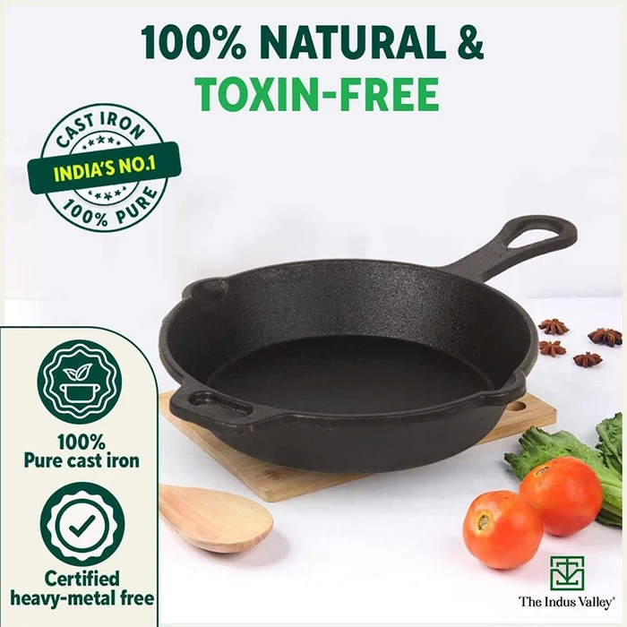 CASTrong Cast Iron Fry Pan/Skillet 23cm 1.4L, Pre-seasoned, Naturally Nonstick, 100% Pure, Toxin-free, Induction