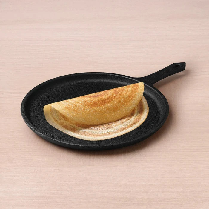 CASTrong Cast Iron Tawa with Handle 25cm, Pre-seasoned, 100% Pure, Toxin-free, Induction