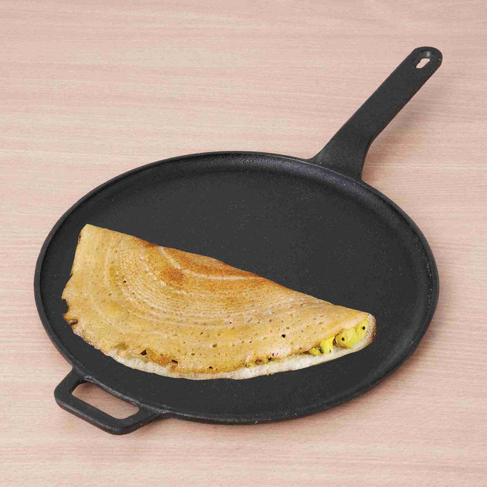 CASTrong Cast Iron Tawa With Long Handle 28.5cm, Pre-seasoned, Naturally Nonstick, 100% Pure, Toxin-free, Induction