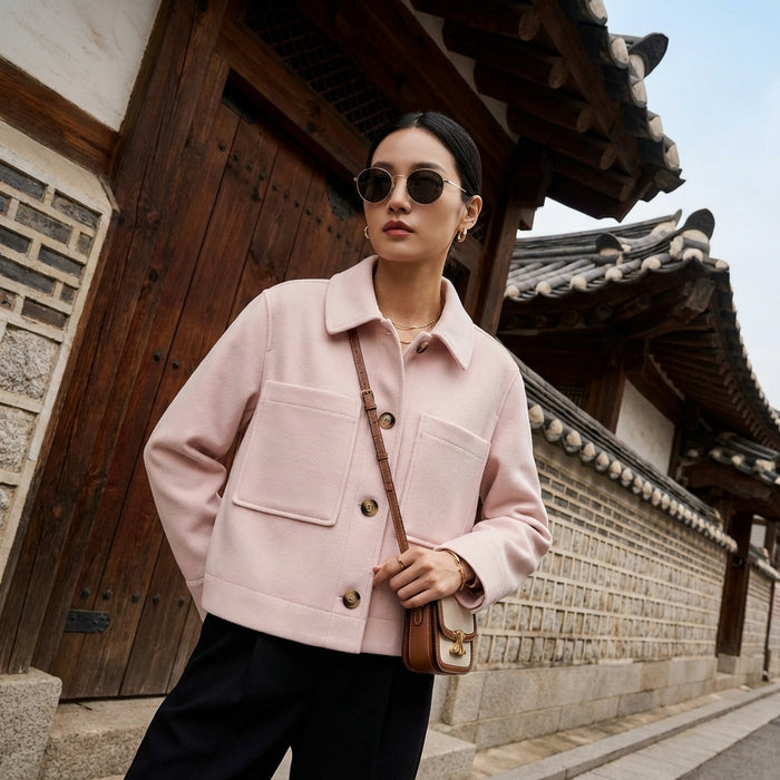 Veste oversize décontractée grise - Koreanxwear