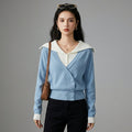Pull en tricot rayé bleu et blanc - Mode coréenne décontractée - Taille S