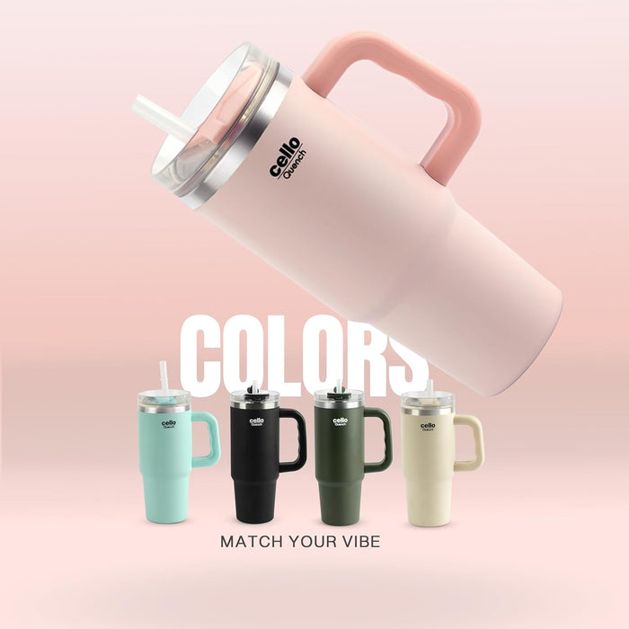 Cello Quench Insulated Stainless Steel Tumbler 550ml with Straw & Handle