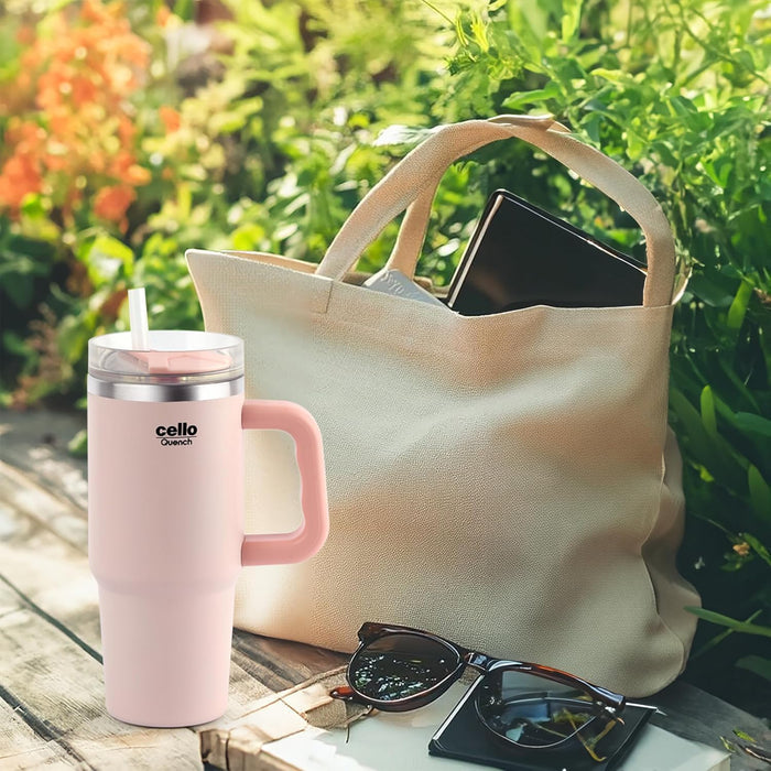 Cello Quench Insulated Stainless Steel Tumbler 550ml with Straw & Handle