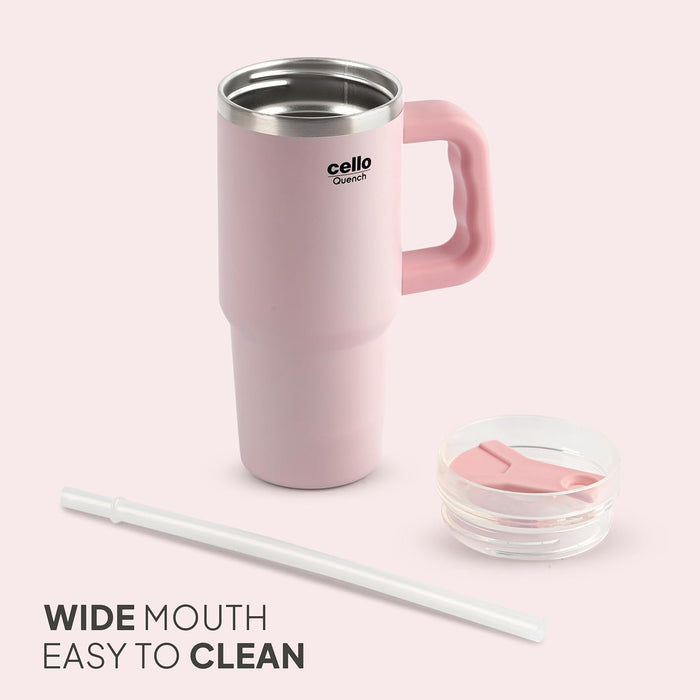 Cello Quench Insulated Stainless Steel Tumbler 550ml with Straw & Handle