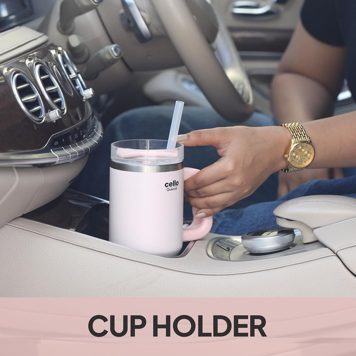 Cello Quench Insulated Stainless Steel Tumbler 550ml with Straw & Handle