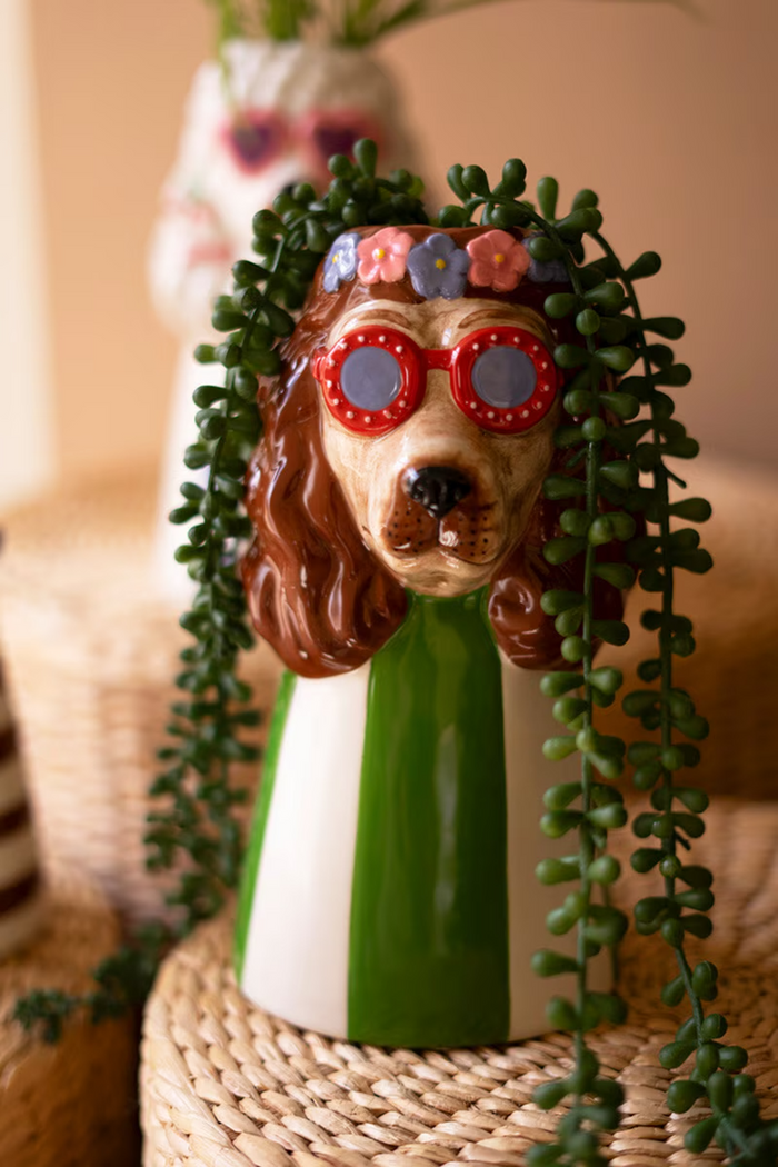 Ceramic Dogs with Sunnies Vases Set/3