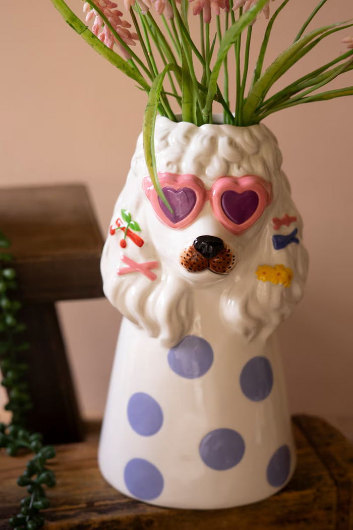 Ceramic Dogs with Sunnies Vases Set/3