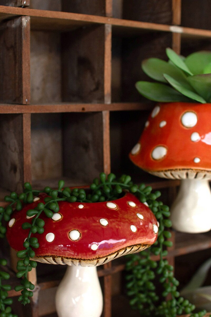 Ceramic Toadstool Wall Planters Set/2