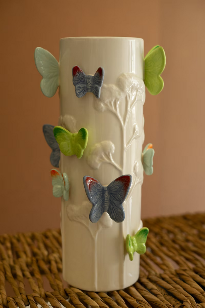 Ceramic Vase with Colorful Butterflies