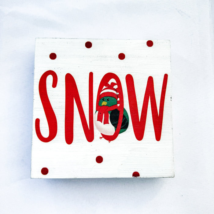 Christmas - Snow Bird Wood Wall Block