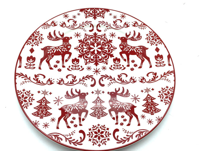 Christmas Nordic Reindeers Lunch Dinner Plate