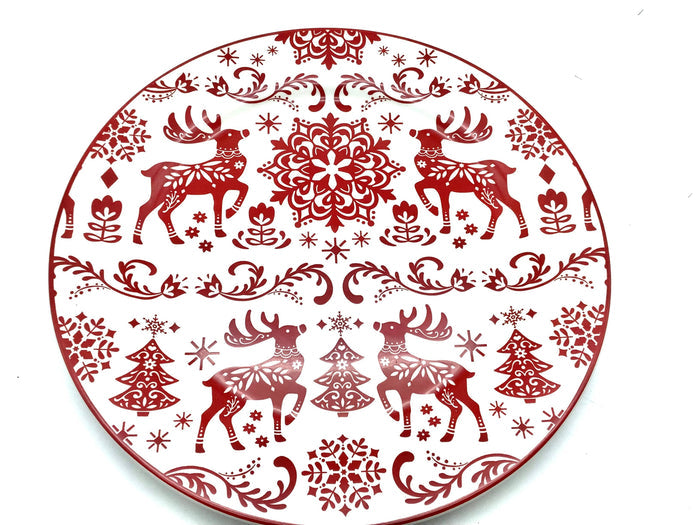 Christmas Nordic Reindeers Lunch Dinner Plate