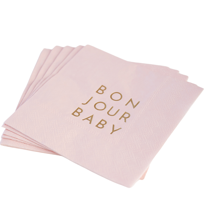 Cocktail Napkins, Pink Bonjour Baby